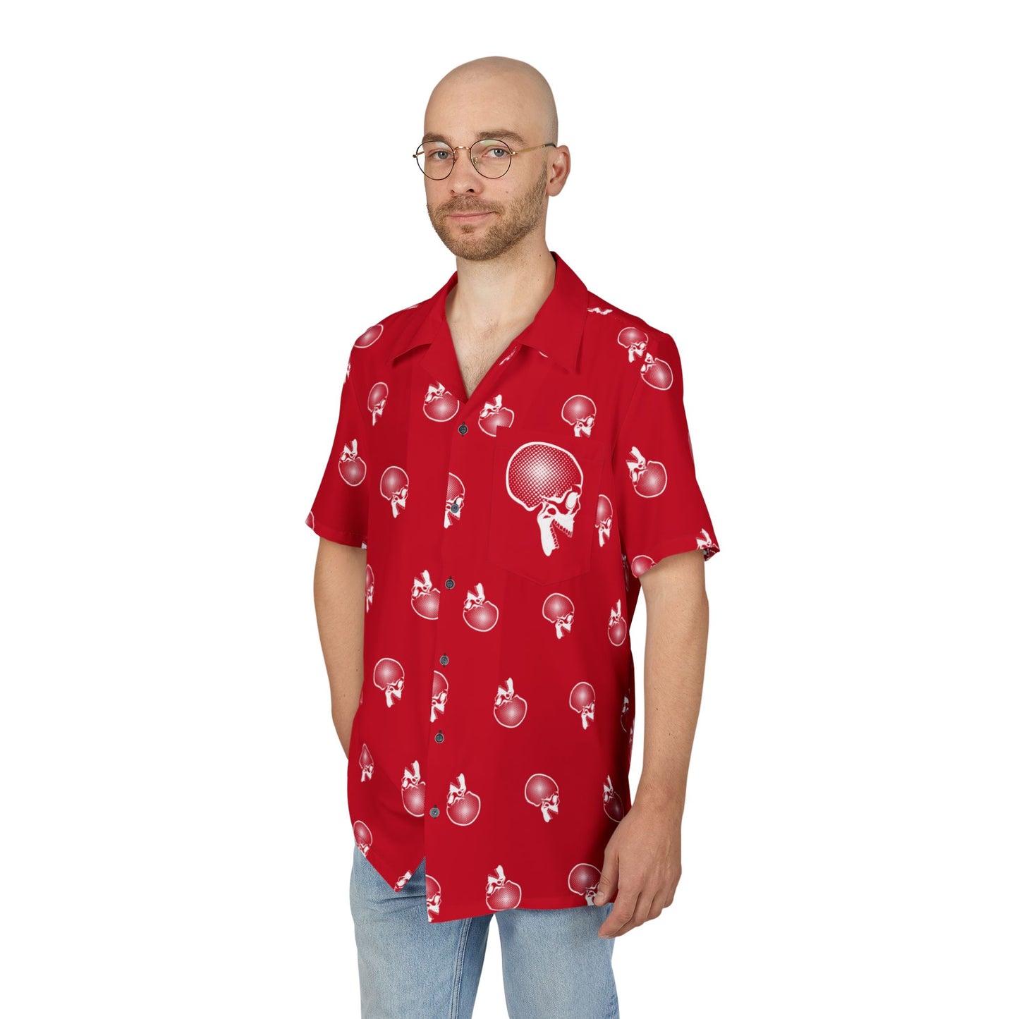 Unisex Hawaiian Button-Down Shirt - Forever Endeavor (red)